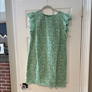LOFT Women’s Dress in Green with White Floral Design